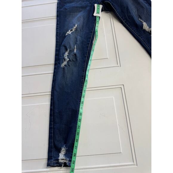 KanCan Estilo High Rise Button Distressed Skinny Jeans Dark Wash Size 5/26 - Picture 8 of 8